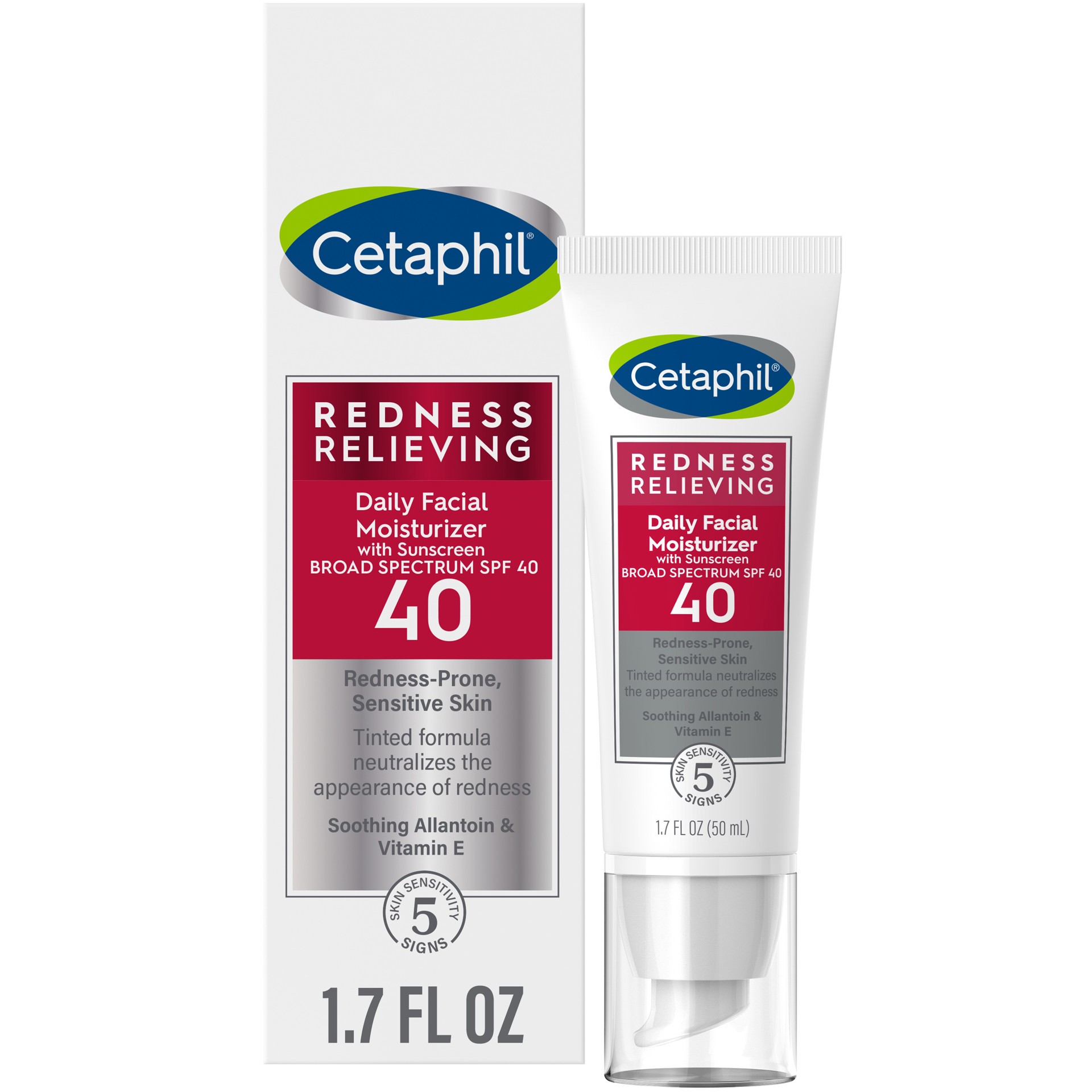 slide 2 of 10, Cetaphil Redness Relieving Daily Facial Moisturizer SPF40, 1.7 Fl Oz, 1.7 oz