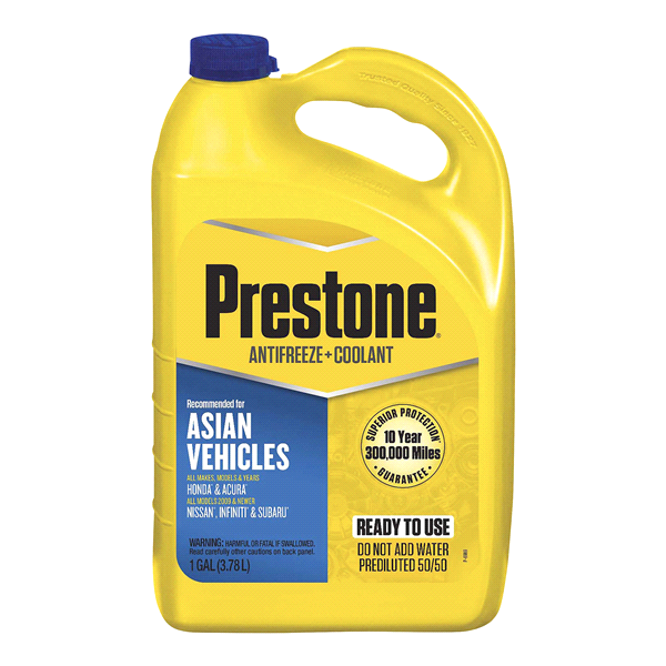 slide 1 of 1, Prestone 50/50 Antifreeze/Coolant for Asian Vehicles - Honda/Acura, Nissan/Infiniti, Hyundai/Kia, Subaru, Mazda and Mitsubishi - Gallon AF6300, 1 ct