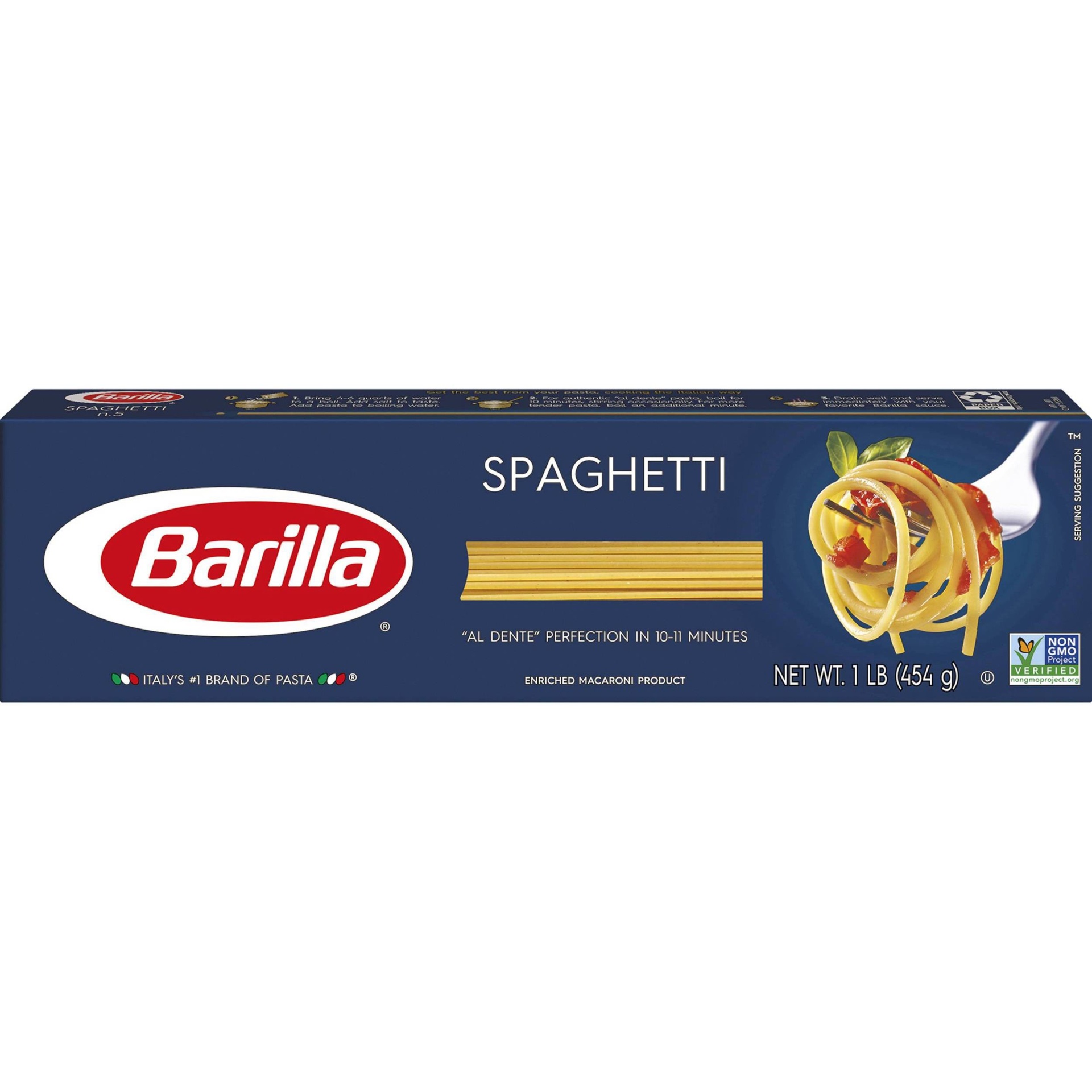 slide 1 of 8, Barilla Spaghetti Pasta, 16 oz