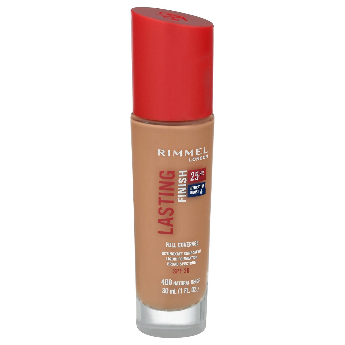 slide 9 of 9, Rimmel London Broad Spectrum SPF 20 Natural Beige 400 Full Coverage Lasting Finish Liquid Foundation 30 ml, 30 ml