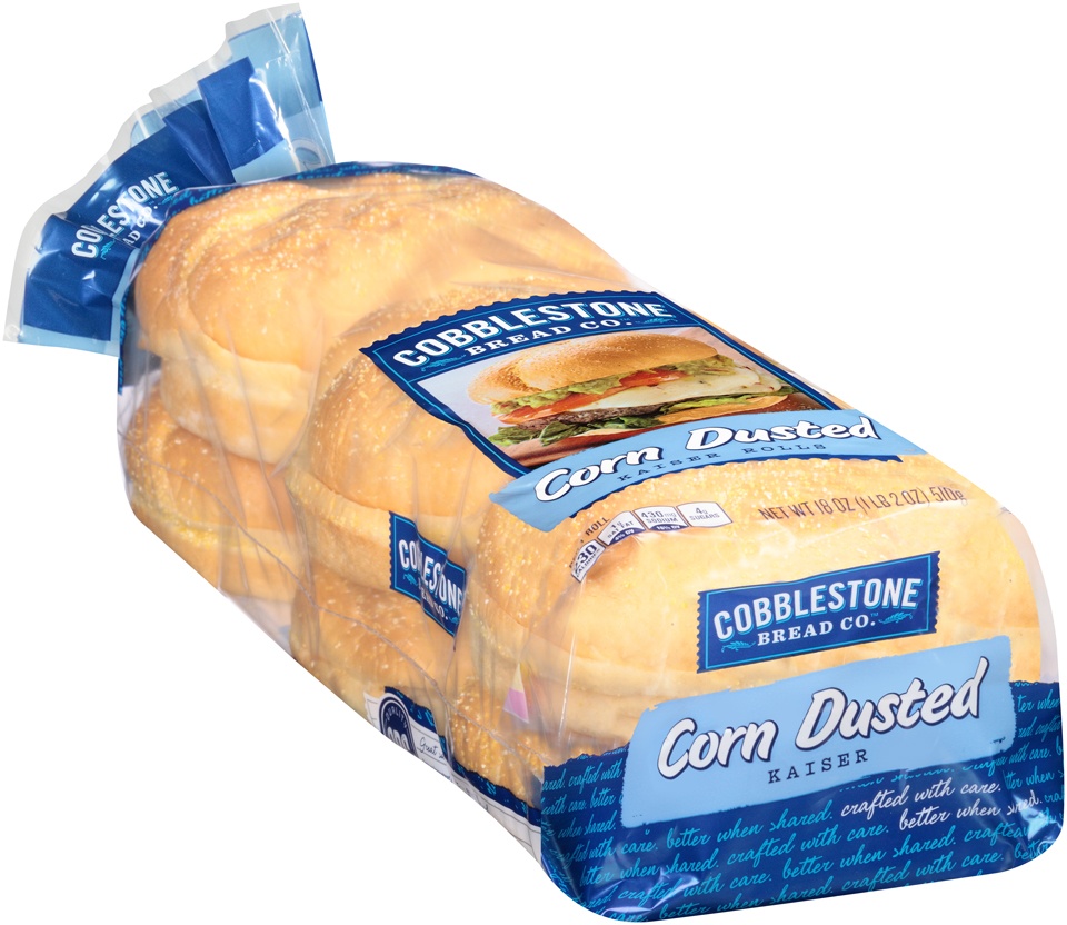 slide 1 of 1, Cobblestone Bread Co. Rolls Corn Dusted Kaiser, 18 oz