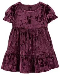 Oshkosh Baby Velour Puff Sleeve Dress Purple 3M