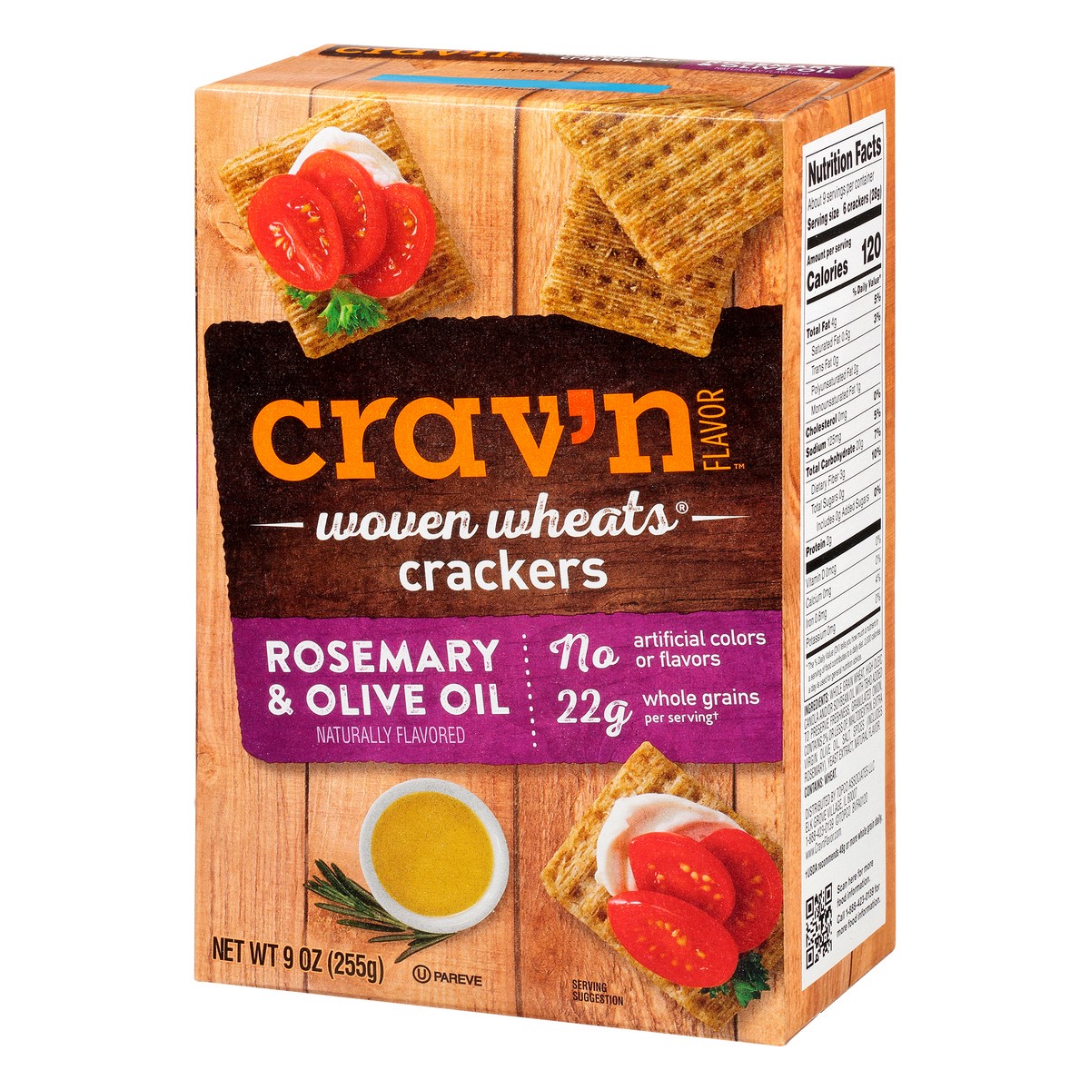 slide 11 of 14, Crav'n Flavor Woven Wheats Rosemary & Olive Oil Crackers 9 oz, 9 oz