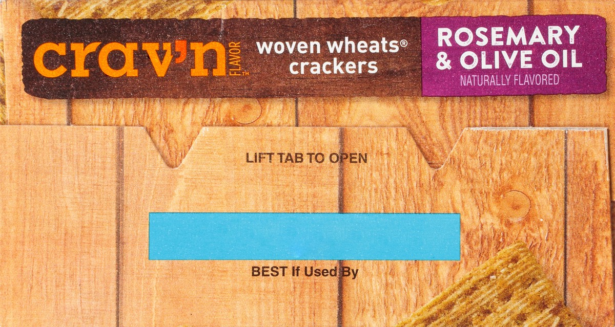 slide 6 of 14, Crav'n Flavor Woven Wheats Rosemary & Olive Oil Crackers 9 oz, 9 oz