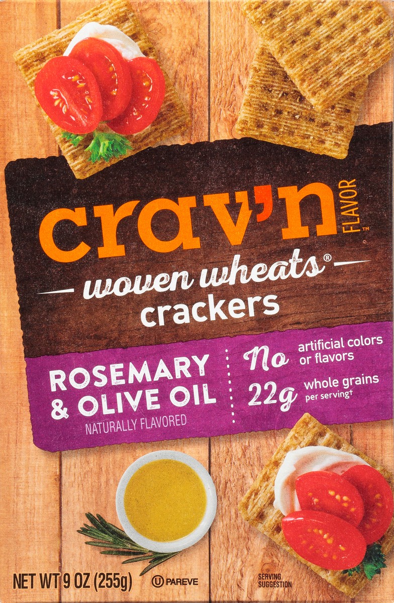 slide 8 of 14, Crav'n Flavor Woven Wheats Rosemary & Olive Oil Crackers 9 oz, 9 oz