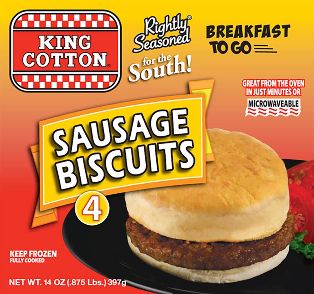 slide 1 of 1, King Cotton Breakfast Sausage Biscuits, 4 ct; 14 oz