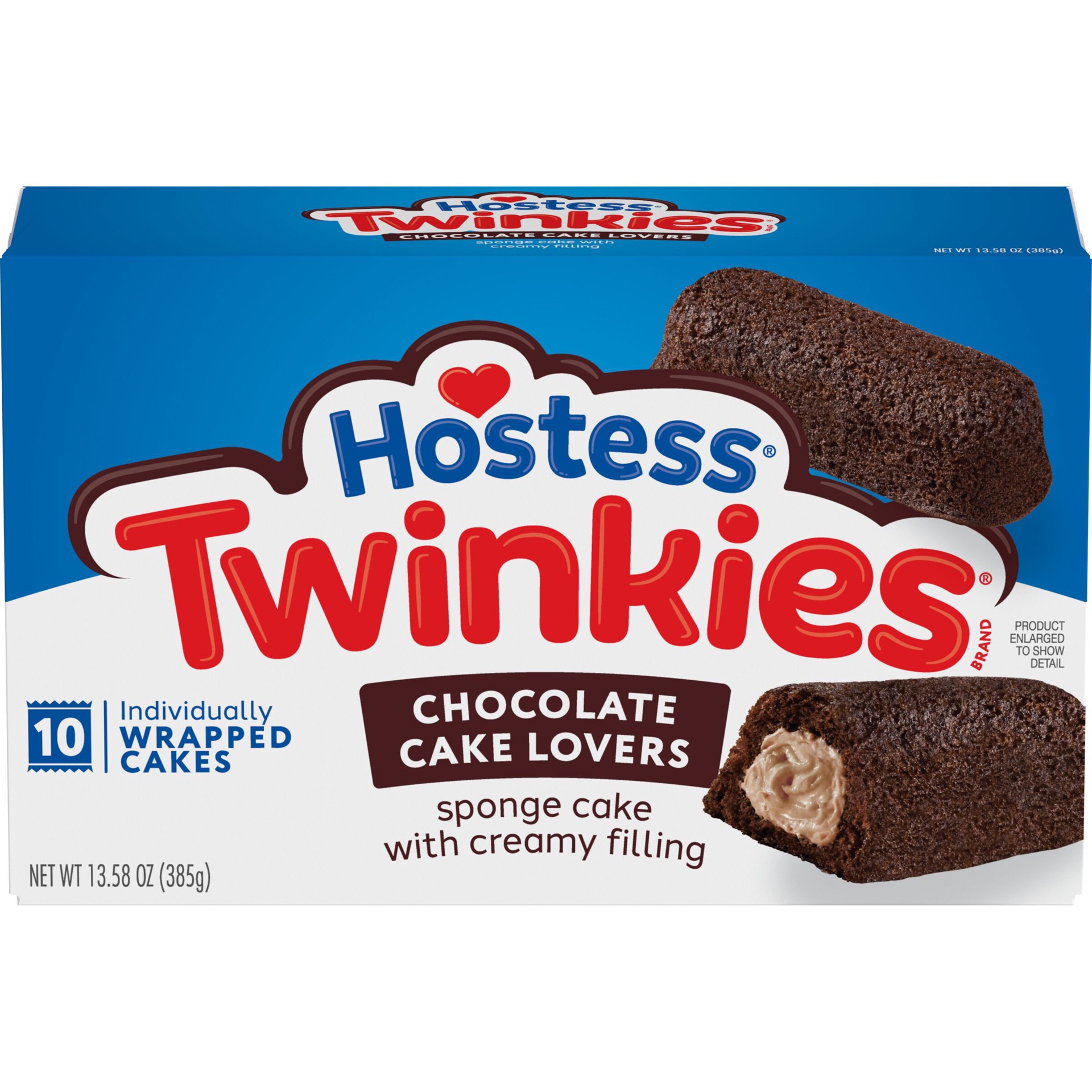 slide 1 of 14, Hostess Twinkies Chocolate Lovers Snack Cakes, Chocolate Sponge Cake with Chocolate Flavored Filling, 13.58 Oz. Box (10 Ct.), 10 ct