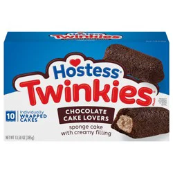 Hostess Twinkies Chocolate Lovers Snack Cakes, Chocolate Sponge Cake with Chocolate Flavored Filling, 13.58 Oz. Box (10 Ct.)