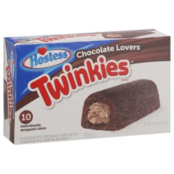 Hostess Twinkies Chocolate Lovers Snack Cakes, Chocolate Sponge Cake with Chocolate Flavored Filling, 13.58 Oz. Box (10 Ct.)