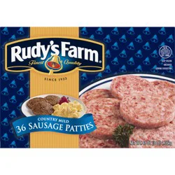 Rudy's Farm Uncooked Country Mild Sausage Patties, 36 Count (Frozen)