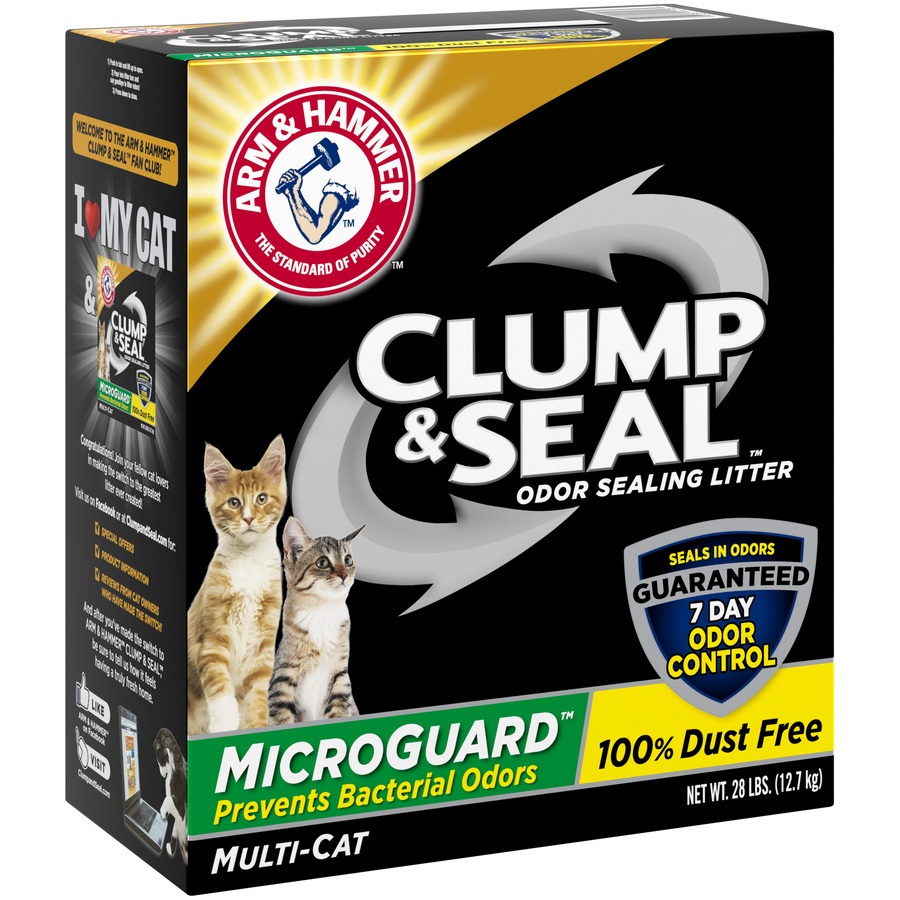 slide 2 of 4, ARM & HAMMER Clump & Seal Microguard Cat Litter, 28 lb
