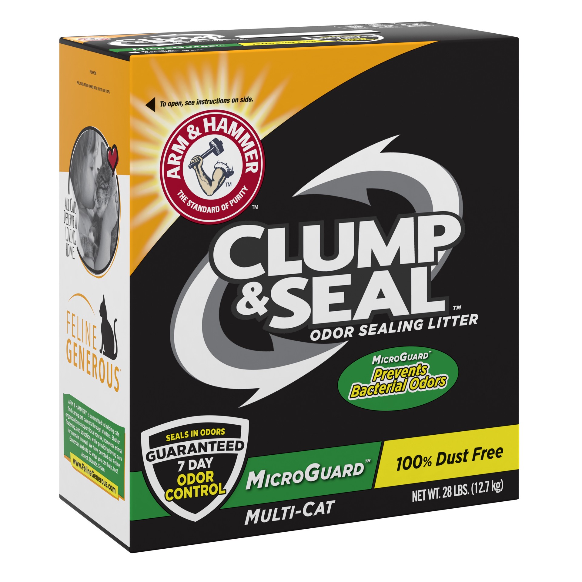 slide 3 of 5, ARM & HAMMER Clump & Seal MicroGuard Cat Litter, 28lb, 28 lb