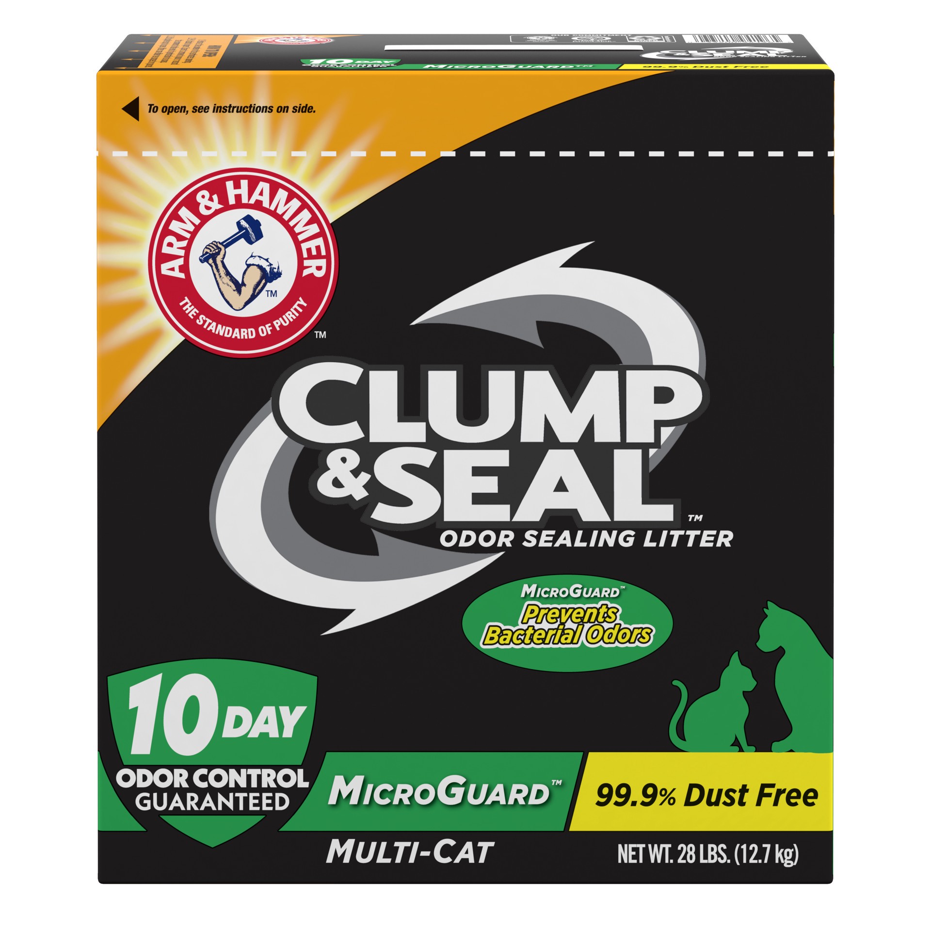 slide 1 of 5, ARM & HAMMER Clump & Seal MicroGuard Cat Litter, 28lb, 28 lb