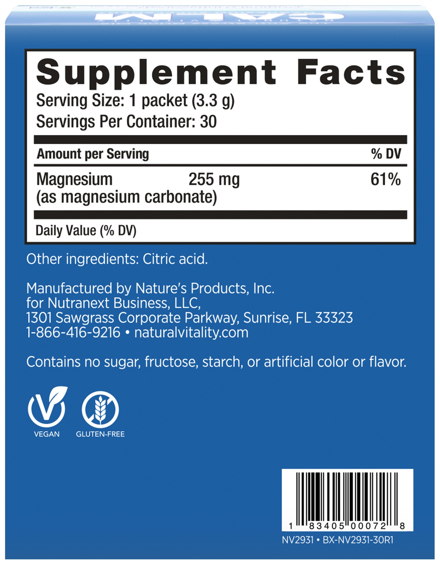 slide 2 of 5, Natural Vitality Calm, Magnesium Citrate Supplement Powder, Anti-Stress Drink Mix, Unflavored, 30 Packets, 30 ct; 0.12 oz