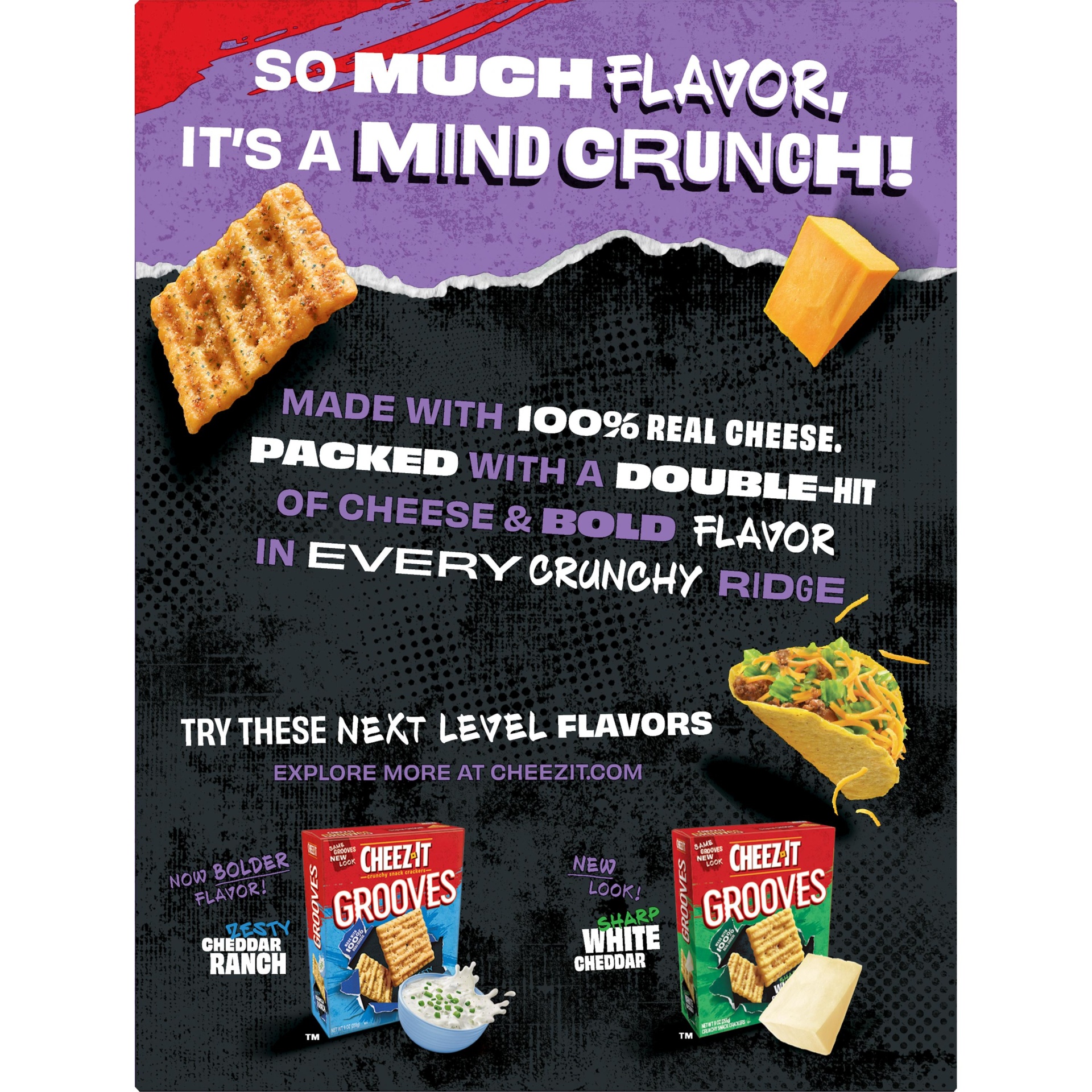 slide 2 of 5, Cheez-It Crunchy Cheese Snack Crackers, Perfect for Snacking, Loaded Cheesy Taco, 9 oz