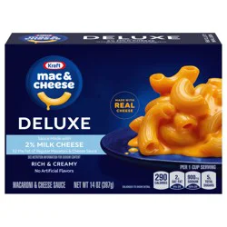 Kraft Deluxe Mac and Cheese, 1 Box, for Easy Dinner or Dinner Sides, Sauce Made with 2% Milk Cheese, No Artificial Dyes or Flavors, 14 oz