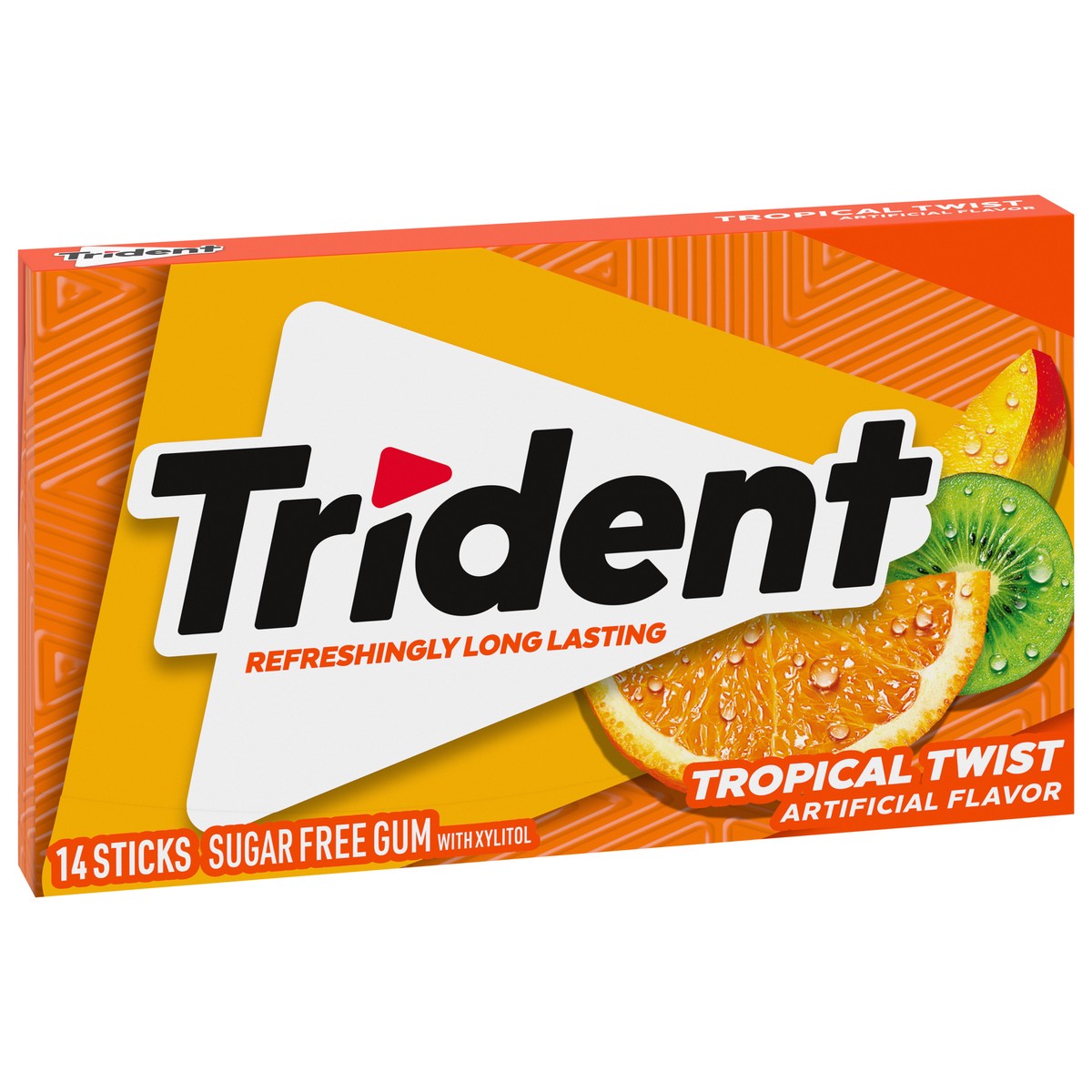 slide 2 of 9, Trident Tropical Twist Sugar Free Gum, 14 Pieces, 0.94 oz