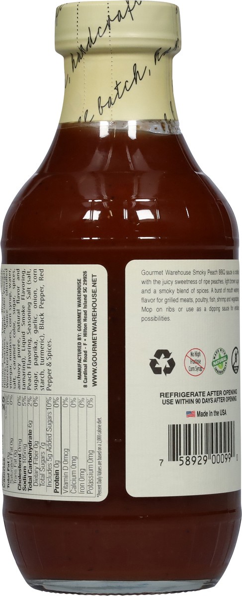 slide 5 of 13, Gourmet Warehouse Smoky Peach BBQ Sauce 16 fl oz, 