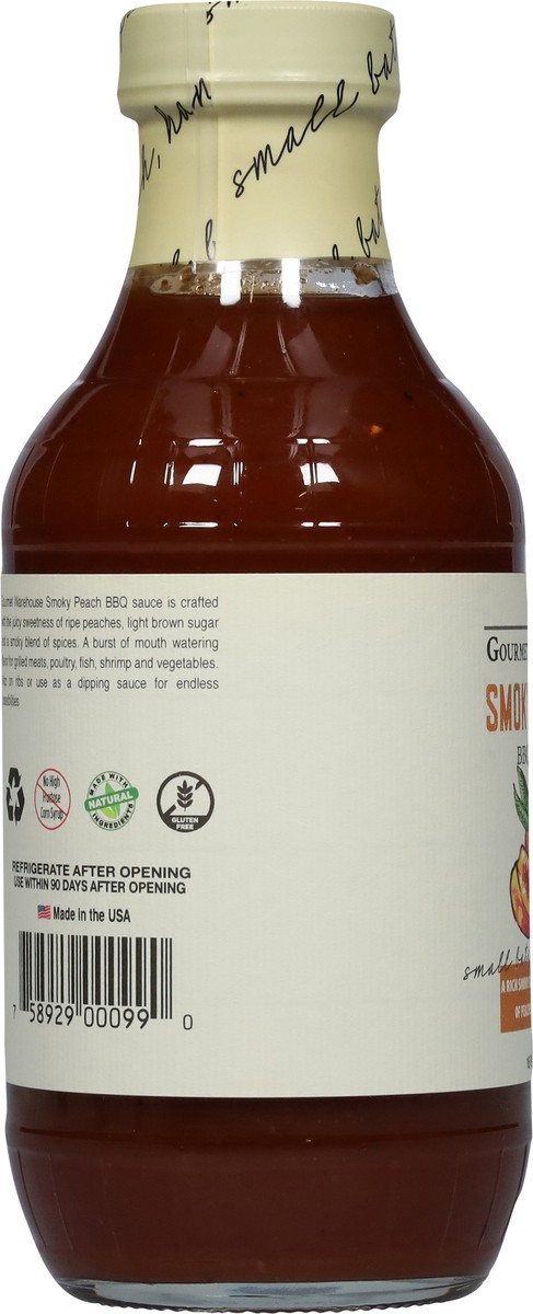 slide 12 of 13, Gourmet Warehouse Smoky Peach BBQ Sauce 16 fl oz, 