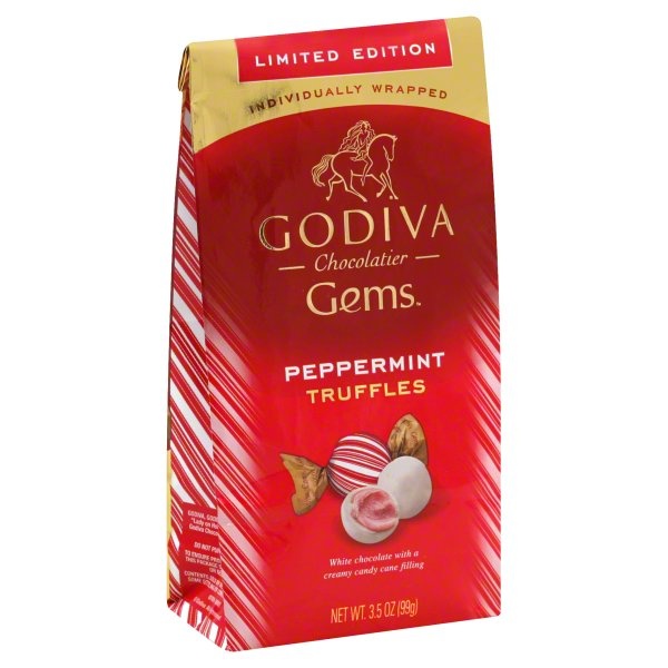 slide 1 of 4, Godiva Le White Chocolate Peppermint Truf, 1 ct