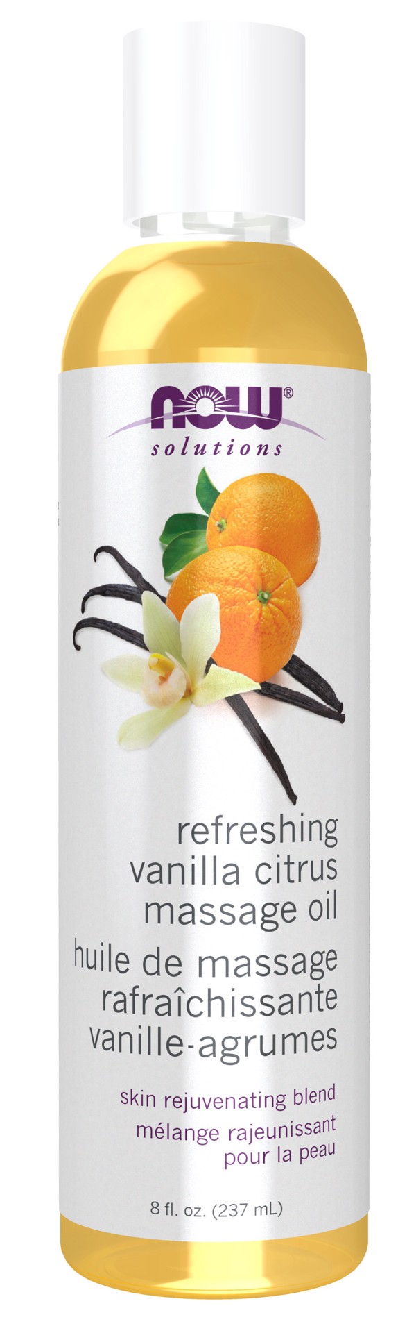 slide 1 of 5, Now Naturals Vanilla Citrus Massage Oil, 8 oz