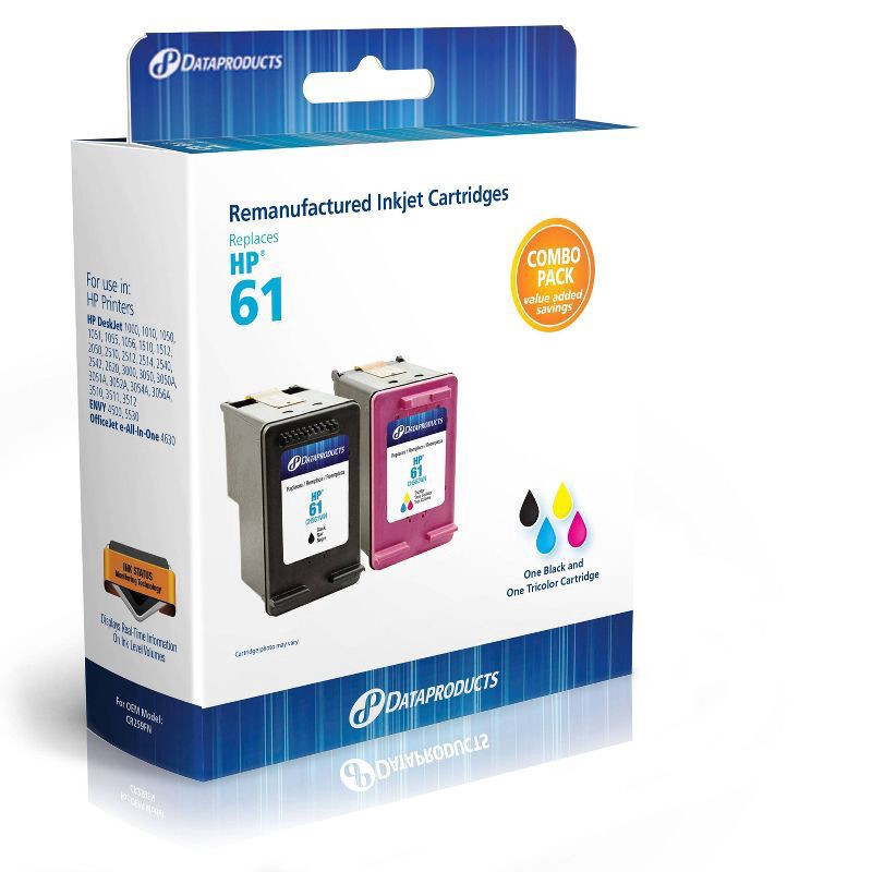 slide 1 of 3, Dataproducts Remanufactured Black/Tri-Color 2-Pack Standard Ink Cartridges - Compatible with HP 61 Ink Series (CR) - Dataproducts, 1 ct