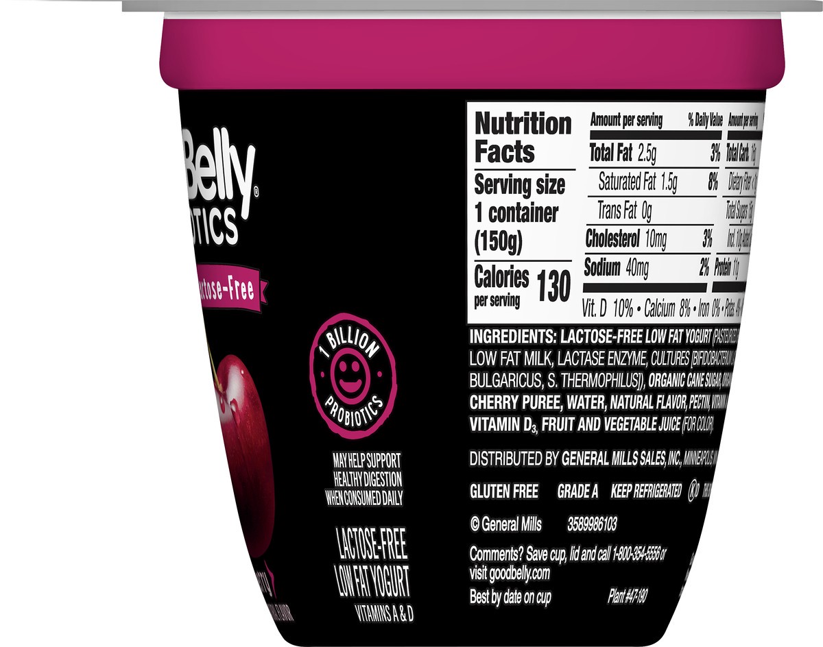 slide 3 of 13, GoodBelly Probiotics Lactose-Free Low Fat Black Cherry Yogurt 5.3 oz, 5.3 oz
