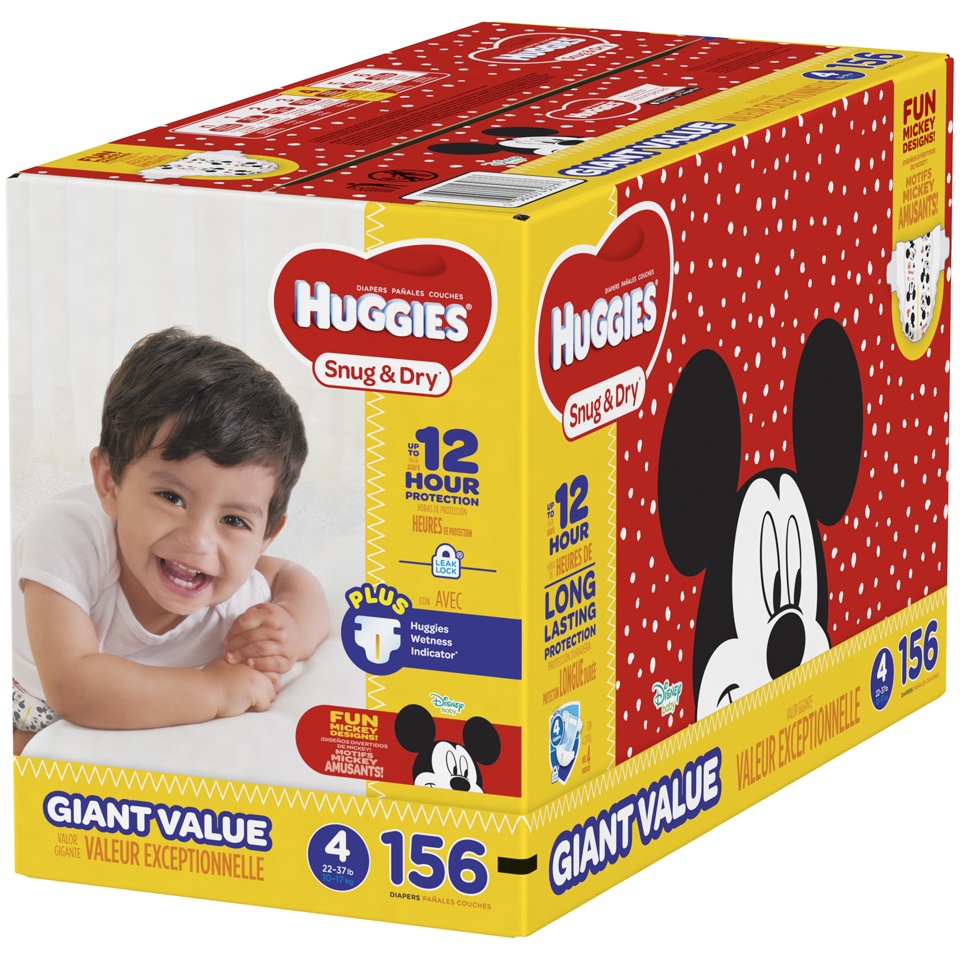 slide 3 of 3, Huggies Snug & Dry Giant Pack Diapers - Size 4, 156 ct