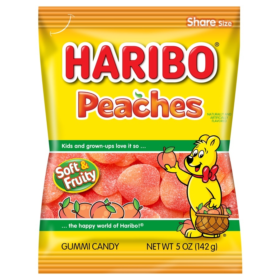 slide 1 of 2, Haribo Gummi Peaches, 5 oz