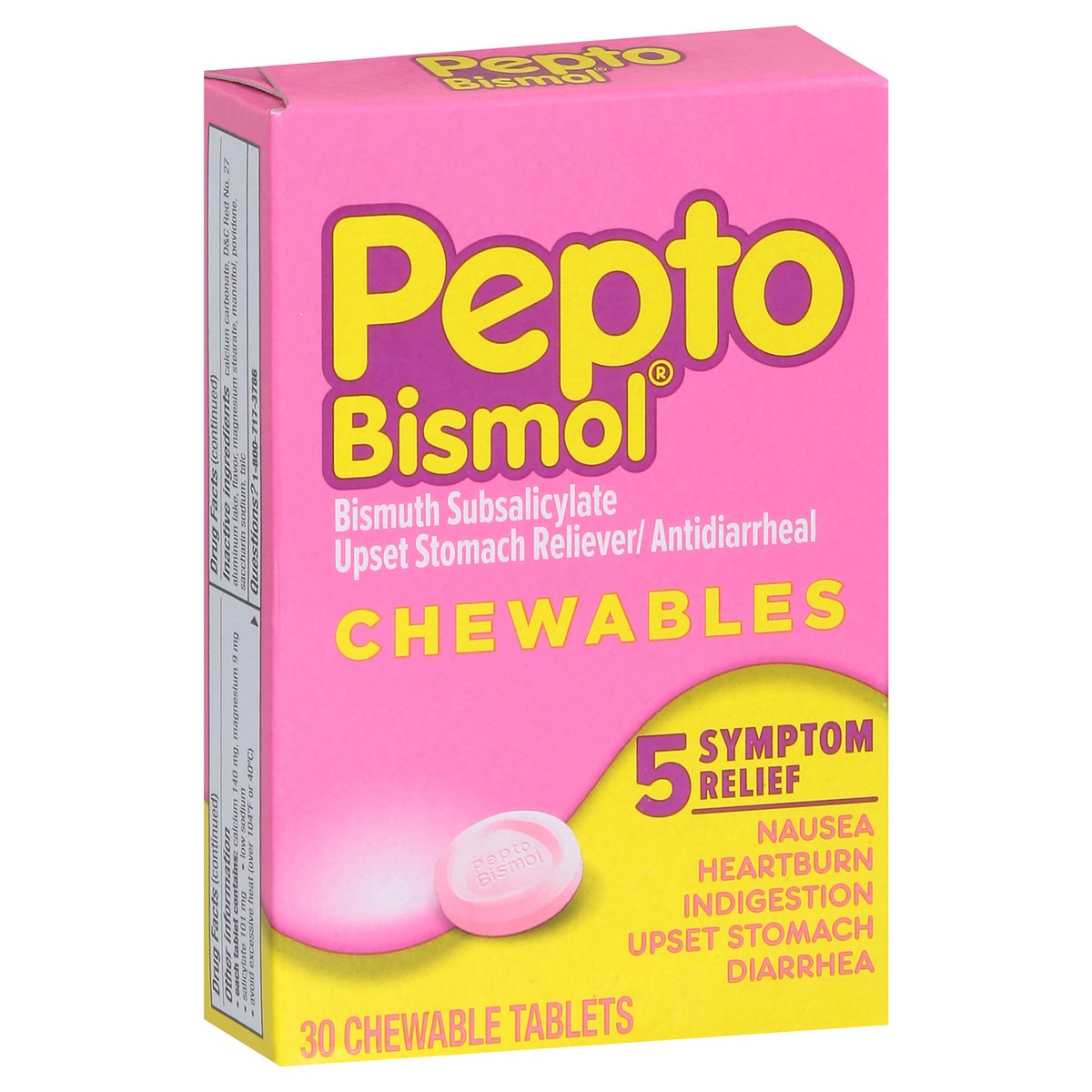 slide 2 of 9, Pepto-Bismol Chewable Tablets Upset Stomach Reliever/Antidiarrheal 30 ea, 30 ct