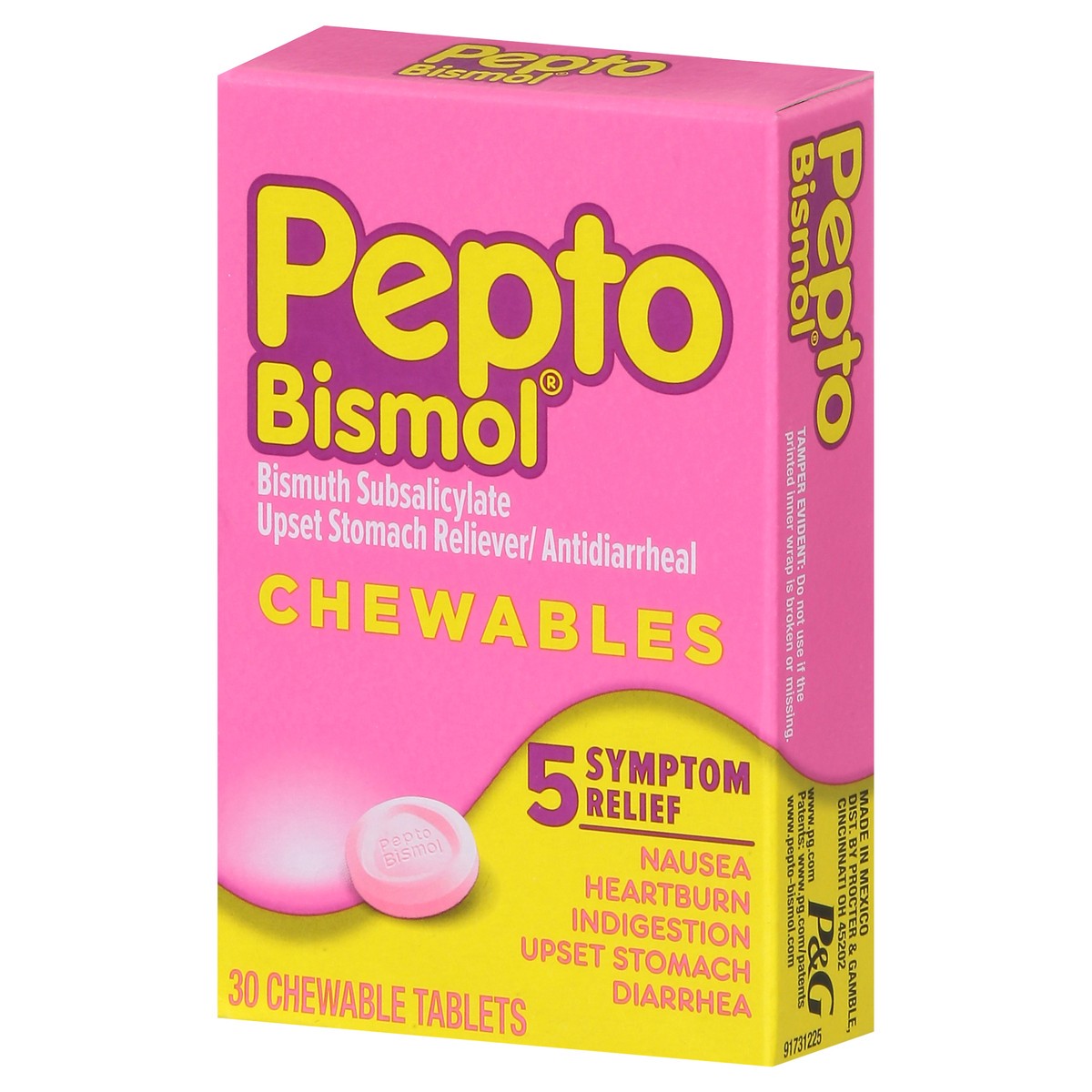 slide 3 of 9, Pepto-Bismol Chewable Tablets Upset Stomach Reliever/Antidiarrheal 30 ea, 30 ct
