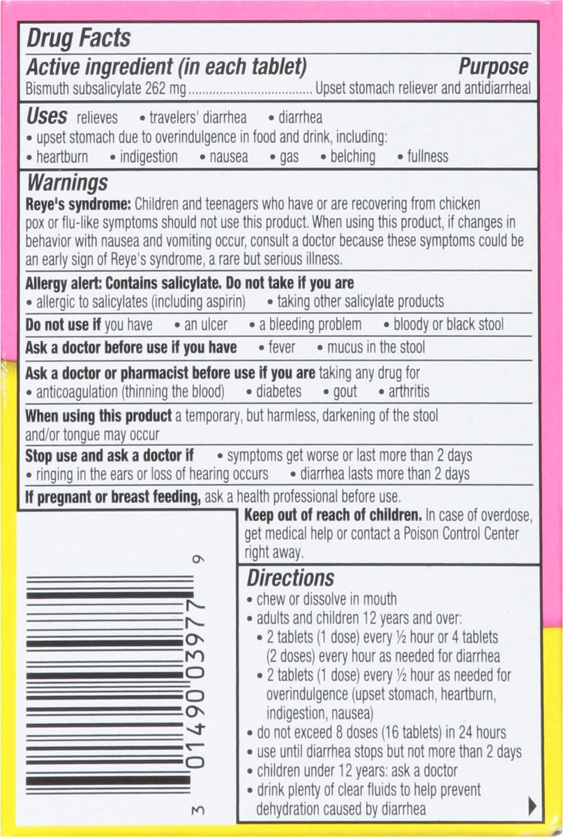 slide 5 of 9, Pepto-Bismol Chewable Tablets Upset Stomach Reliever/Antidiarrheal 30 ea, 30 ct