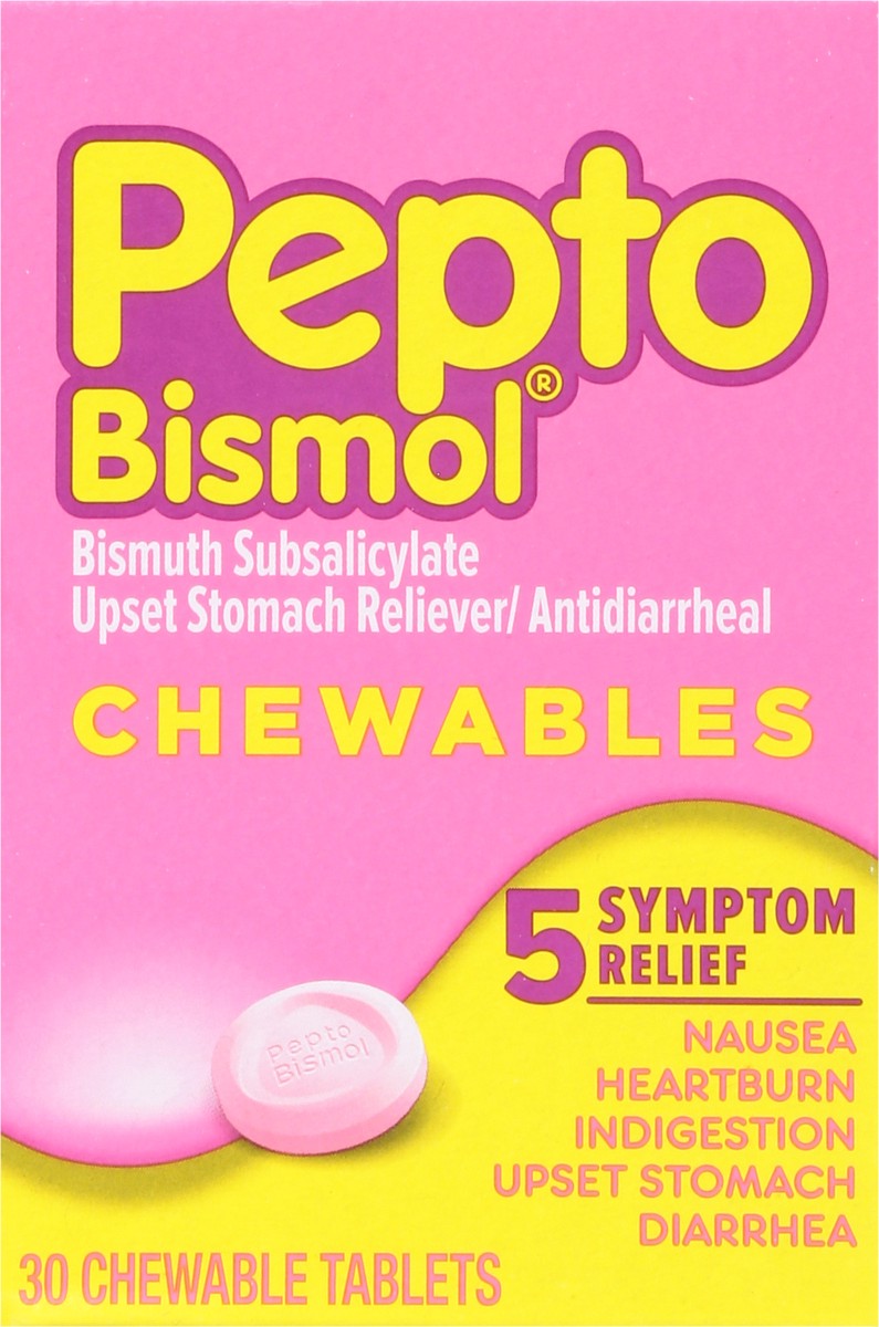 slide 6 of 9, Pepto-Bismol Chewable Tablets Upset Stomach Reliever/Antidiarrheal 30 ea, 30 ct