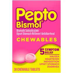 Pepto-Bismol Upset Stomach Reliever Antidiarrheal Chewable Tablets