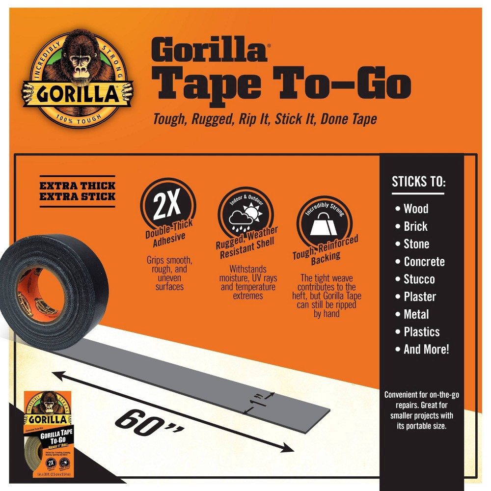 slide 3 of 5, Gorilla Industrial Tape To Go, 1 in