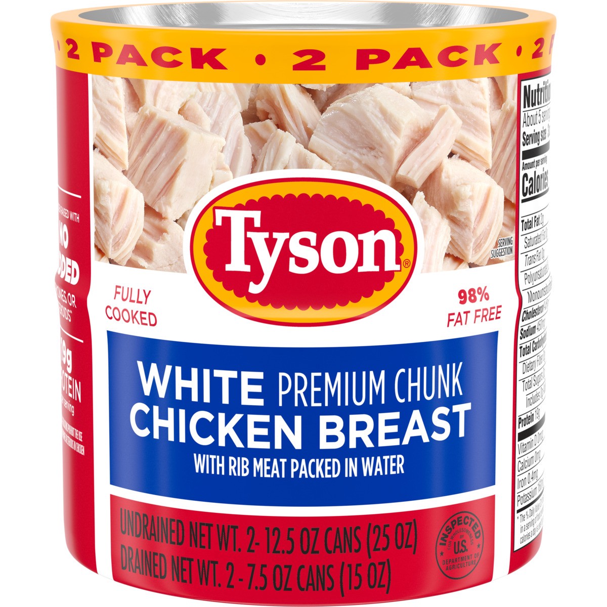 slide 9 of 12, Tyson White Premium Chunk Chicken Breast, 12.5 oz. (Twin Pack), 2 ct