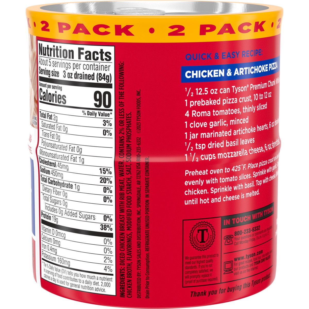 slide 10 of 12, Tyson White Premium Chunk Chicken Breast, 12.5 oz. (Twin Pack), 2 ct