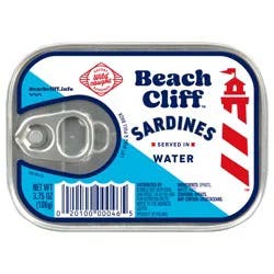 Beach Cliff sardines in water