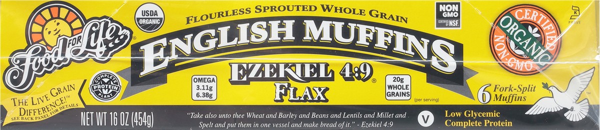 slide 6 of 9, Food For Life Flax Ezekiel English Muffins, 1 ct