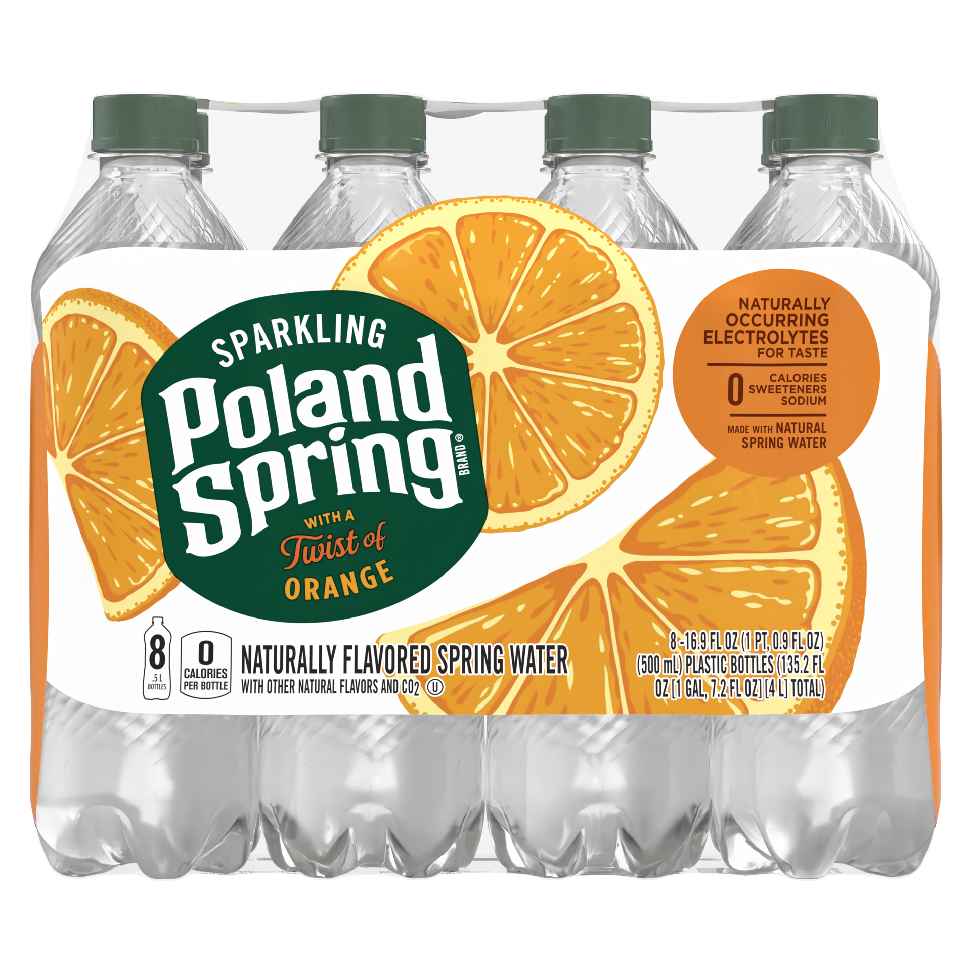 slide 1 of 8, Poland Spring Sparkling Water, Orange- 16.9 fl oz, 16.9 fl oz