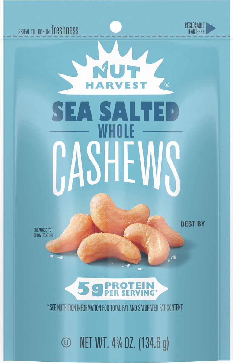 slide 3 of 9, Nut Harvest Whole Cashews Sea Salted 4 3/4 Oz, 4.75 oz