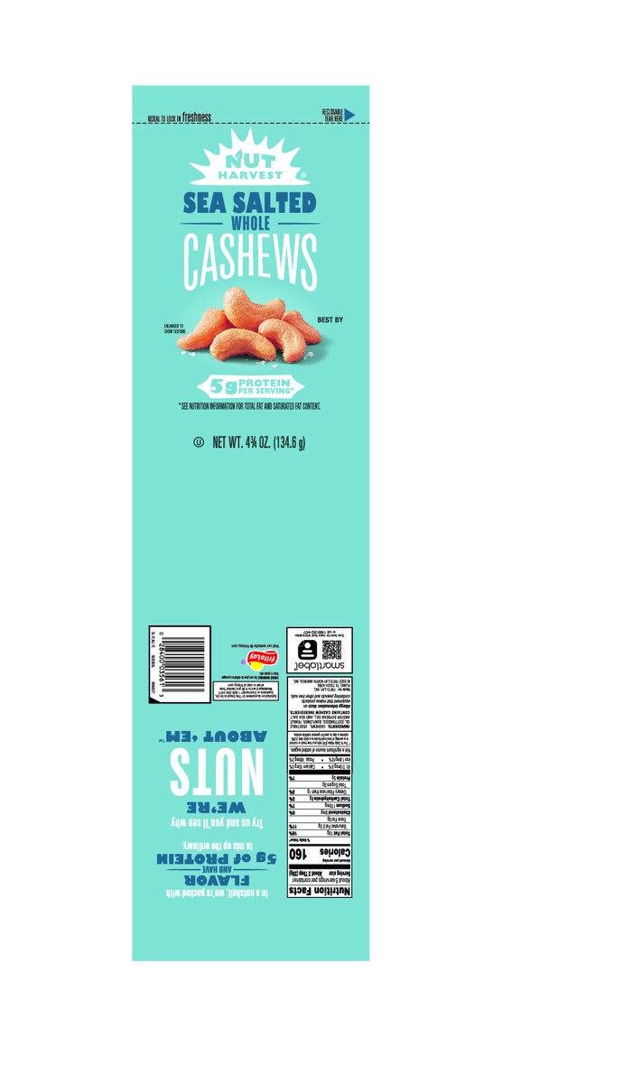 slide 2 of 9, Nut Harvest Whole Cashews Sea Salted 4 3/4 Oz, 4.75 oz