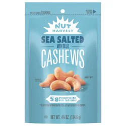 Nut Harvest Whole Cashews Sea Salted 4 3/4 Oz
