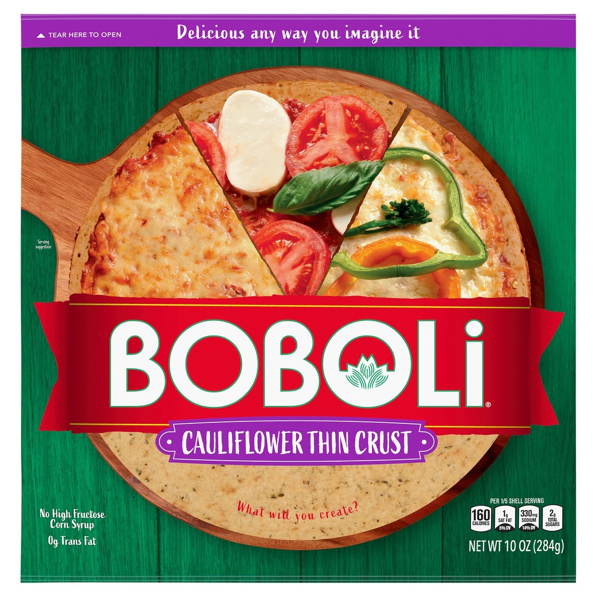 slide 1 of 1, Boboli Vegetable Herb Cauliflower 12" Thin Pizza Crust, 10 oz, 10 oz