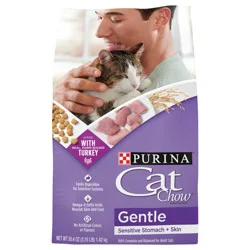 Purina Cat Chow Gentle Dry Cat Food, Sensitive Stomach + Skin - 3.15 lb. Bag