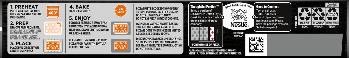 slide 2 of 15, DiGiorno Detroit Style Crust Three Meat Pizza 22.3 oz, 22.3 oz