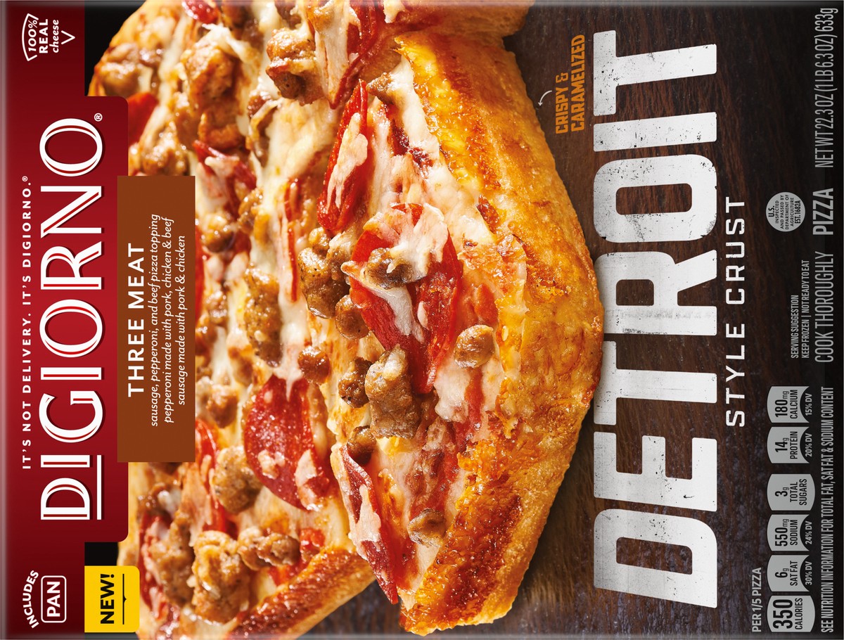 slide 13 of 15, DiGiorno Detroit Style Crust Three Meat Pizza 22.3 oz, 22.3 oz