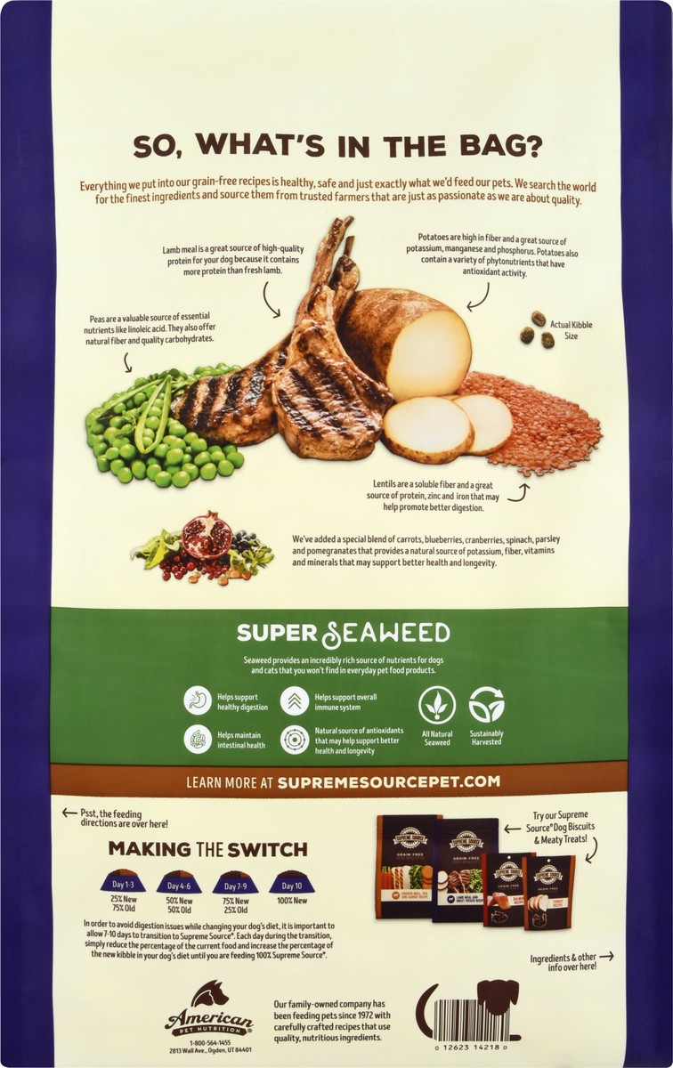 slide 4 of 9, Supreme Source Grain-Free Super-Premium Lamb Meal and Potato Recipe Dog Food 11 lb, 11 lb