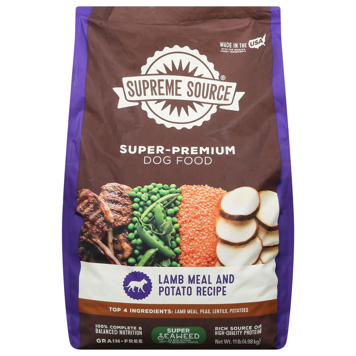 slide 1 of 9, Supreme Source Grain-Free Super-Premium Lamb Meal and Potato Recipe Dog Food 11 lb, 11 lb