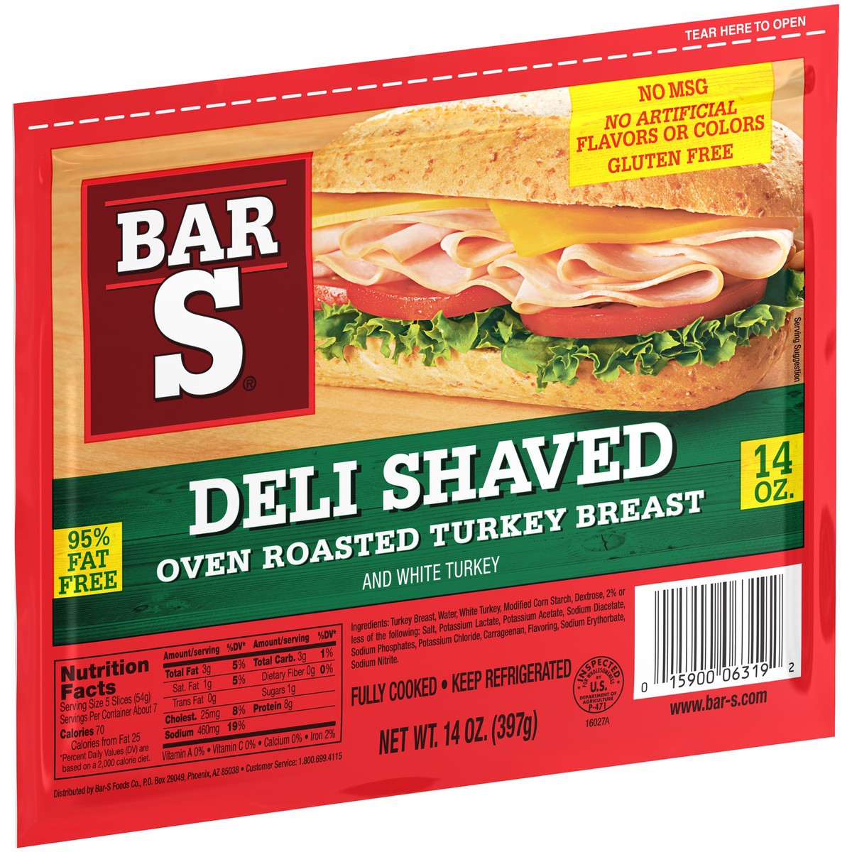 slide 2 of 9, Bar-S Turkey Breast, 14 oz